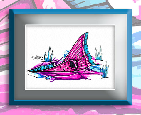 Blue Line Pink - Redfish Tail Print